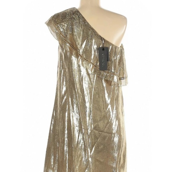 🆕 Rachel Zoe One Shoulder Metallic Dress size 6 - Picture 5 of 7